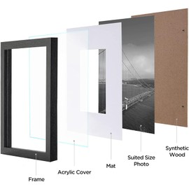 eletecpro 20x20 Picture Frames Set of 9 Classic Gallery Wall Frame Set, Displays 16x16 or 20x20 without Mat, Black Picture Frames Collage Wall Decor, Big Frames for Home Decor