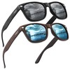 JFXQDR 2 Pack Imitation Wood Polarized Sunglasses for Men and