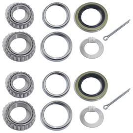 LUXTRKSTO 2 Sets L68149 L44649 Trailer Hub Bearings Kit with D-Style Spindle Tang Washers, 171255TB/10-19 Grease Seals & Cotter Pins for 3500 lbs 1-3/8'' to 1-1/16'' #84 Tapered Spindle Axle