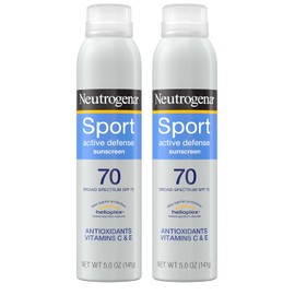 Neutrogena Sport Active Defense Sunscreen SPF 70 | Broad Spectrum Sweat-Resistant Face & Body Suncream, Helioplex High Performance Suncare, Twin Pack, 5 oz, 2 Pack
