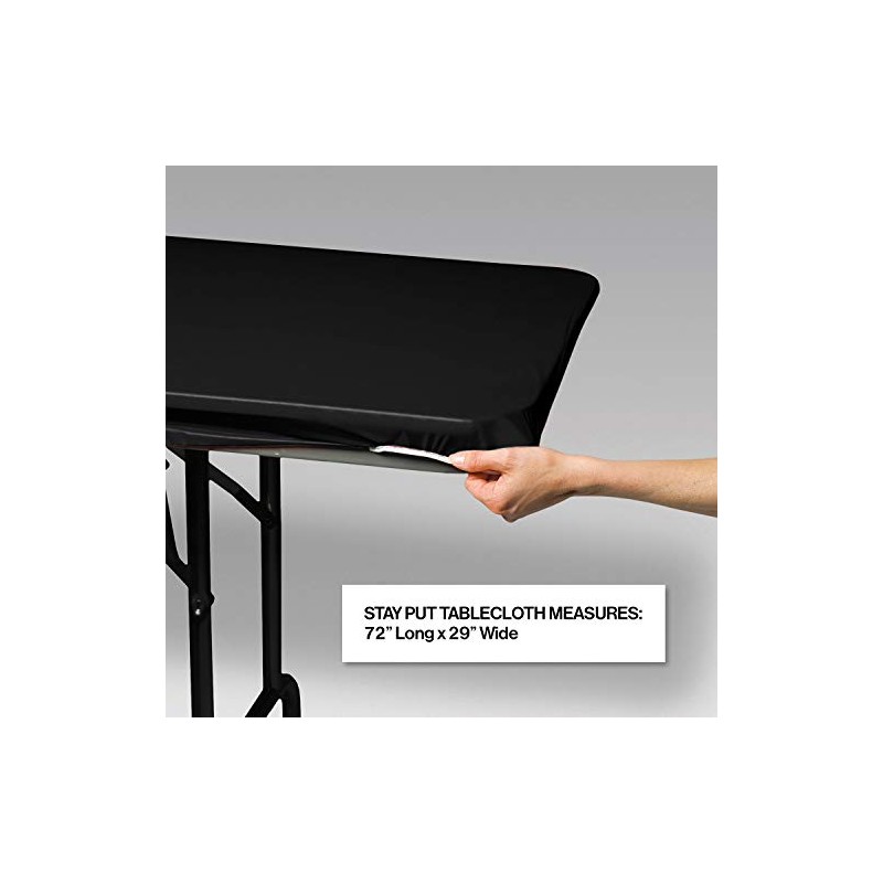 Creative Converting Stay-Put Plastic Table Cover, 29" x 72", Black