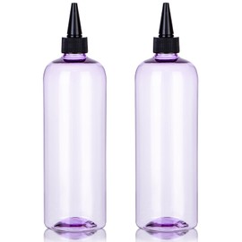 sdoot Applicator Bottle for Hair, 16.9 ounce Hair Color Applicator Bottle 2 Pack Squeeze Bottle Transparent Oil Bottles for Hair, PET Plastic Refillable Bottles with Twist Top Cap,Clear Purple