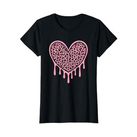 Pink Leopard Print Heart Leopard Cheetah Pattern Women Girls T-Shirt