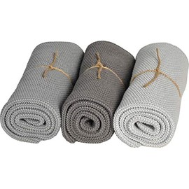 Sander Kitchen Friends Tea Towel Pack of 3 Cotton Grey/Black Size 40 x 60 cm