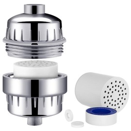 25 Stage Shower Filter, High Output Shower Filter for Hard Water, Universal Showerhead Filter with 2 Replaceable Filter Cartridges, Filtered Shower Head Set for Removes Chlorine & Harmful Substances