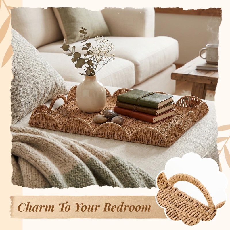 Teenyyou Paper Rope Scalloped Tray 24" L x 18" W