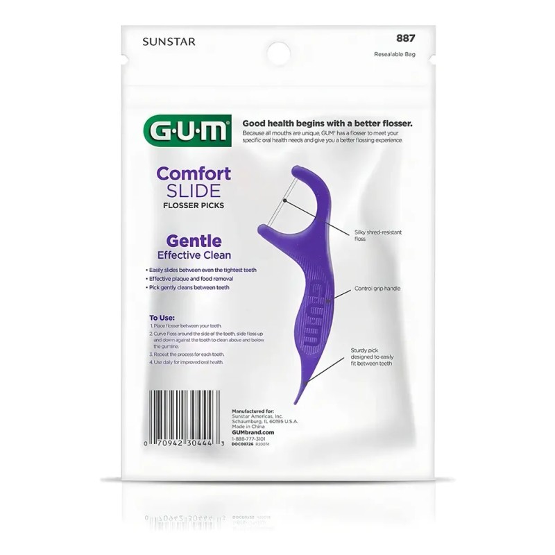 Aplicador De Hilo Dental Gum Flossers Ultra Menta 90 Piezas