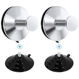 SAYAYO 2PCS Chrome Suction Cup Hooks Vacuum Sucker Towel Hooks Wall Mounted for Hanging Coat SUS304 Stainless Steel Door Hooks No Drilling for Shower Bathroom