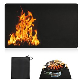 Fire Pit Mat for Decking Heat Resistant Mat,165x122cm Fireproof Mat Grill Mat, 2 Layer Protective Pad Fireplace Mat for Decking, Grass, BBQ, Firepad, Camping, Wooden Floor