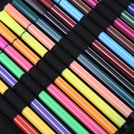 GOTOTOP Watercolour Pencil Organiser 72 Slots Pen Bag Capacity Colouring Pencils Bag Pencil Bag for School, Office, Travel (72 Slots), black, Casual