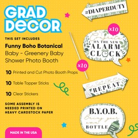 Big Dot of Happiness Funny Boho Botanical Baby - Greenery Baby Shower Photo Booth Props Kit - 10 Piece