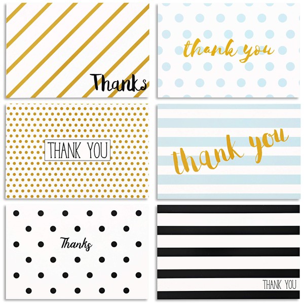 144 Pack Thank You Cards Assortment Bulk Set with Envelopes,