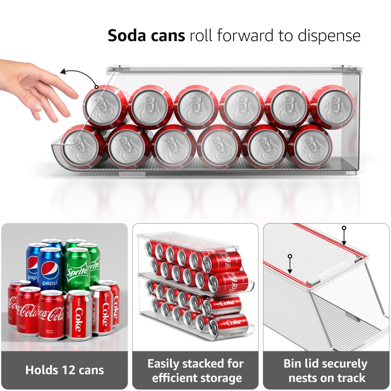 Sorbus Soda Can Organizer for Refrigerator Stackable Can Holder Dispenser