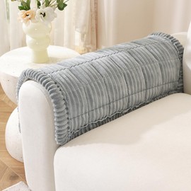 OstepDecor Couch Arm Cover, Non Slip Arm Chair Cover, Headrest Backrest Armrest Covers for Dogs Cats Pet Loveseat Recliner Leather L Shaped Sofa (27.6" x 27.6", Grey)