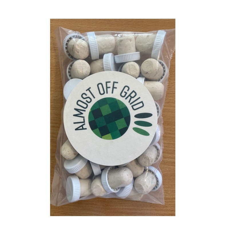 ALMOST OFF GRID White Plastic Topped Reusable Corks x30