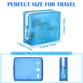 Locmeo 4 Pack TSA Approved Travel Toiletry Bags Frosted Leak-Proof Travel Bags with Zipper Clear Makeup Bag Waterproof Toiletry Cosmetic Bags for Women Men Travel Organizer Airport Security (Blue)