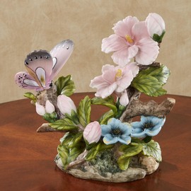 Touch of Class Social Butterfly Pink Floral Table Sculpture