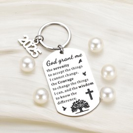 Sobriety Gifts for Women Men Christmas Stocking Stuffers for Women Serenity Prayer Gifts Christian Keychain Catholic Faith Religious Gifts Inspirational Gifts for Women Pastor Appreciation Gifts