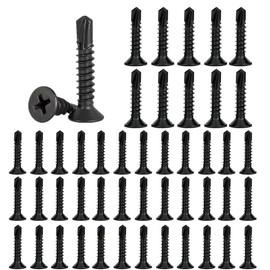 Black Self Drilling Screws M4.2 x 25 mm, Phillips Flat Head, 410 Stainless Steel Screws, Self Tapping Fasteners Bolts for Plastic Wood Furniture Metal and Drywall, 50 Pcs