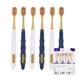 Ayerzeba Soft Toothbrushes for Adults, Manual Wider Head Tooth Brush, Good Cleaning Effect for Sensitive Teeth Oral Gum Recession (6 Pack)