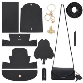 WADORN PU Leather Crossbody Making Kit, DIY Handmade Bag Sewing Accessories for DIY Purse Making Shoulder Bag Stitched Making Materials Set for Woman Birthday Holiday DIY Craft, Black