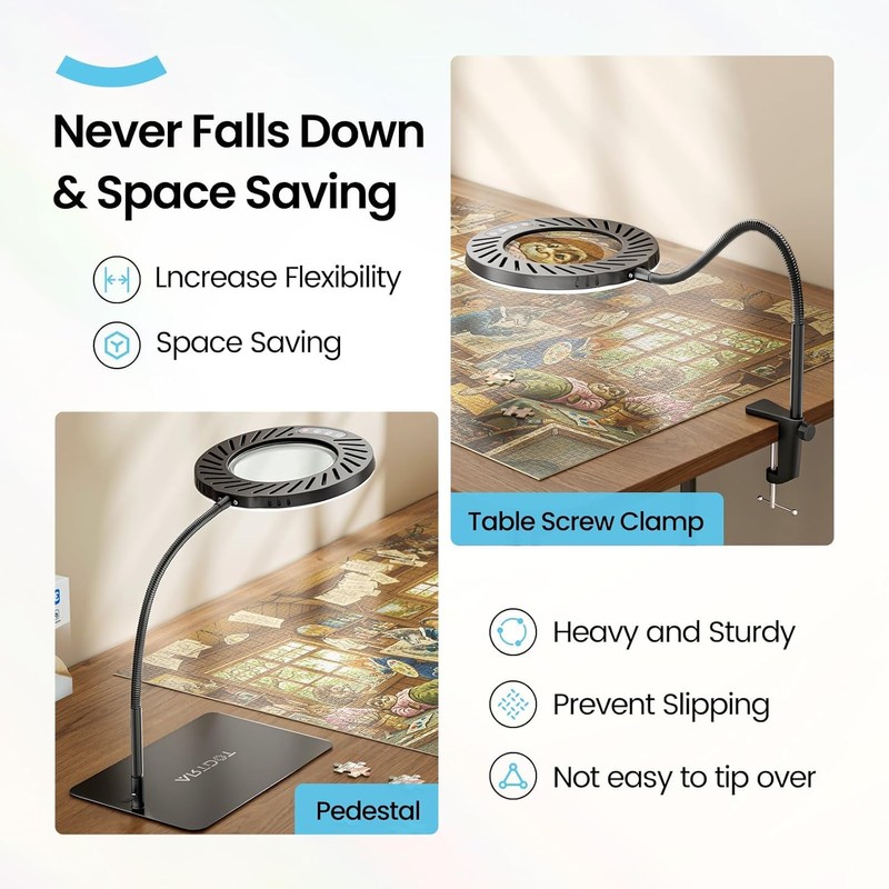 ARTDOT 10X Magnifying Glass with Light and Stand, 144 LEDs