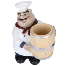 Cute Fat Chef Sculpture Resin Chef Statue Decoration Craft for Counter, Home, Kitchen