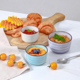 Selamica Ramekins 6 OZ Oven Safe, Creme Brulee Ramekins Porcelain Pudding Custard Cups, Small Souffle Dishes, Mini Bowls for Baking Dips Snacks, Set of 6, Gradient Color