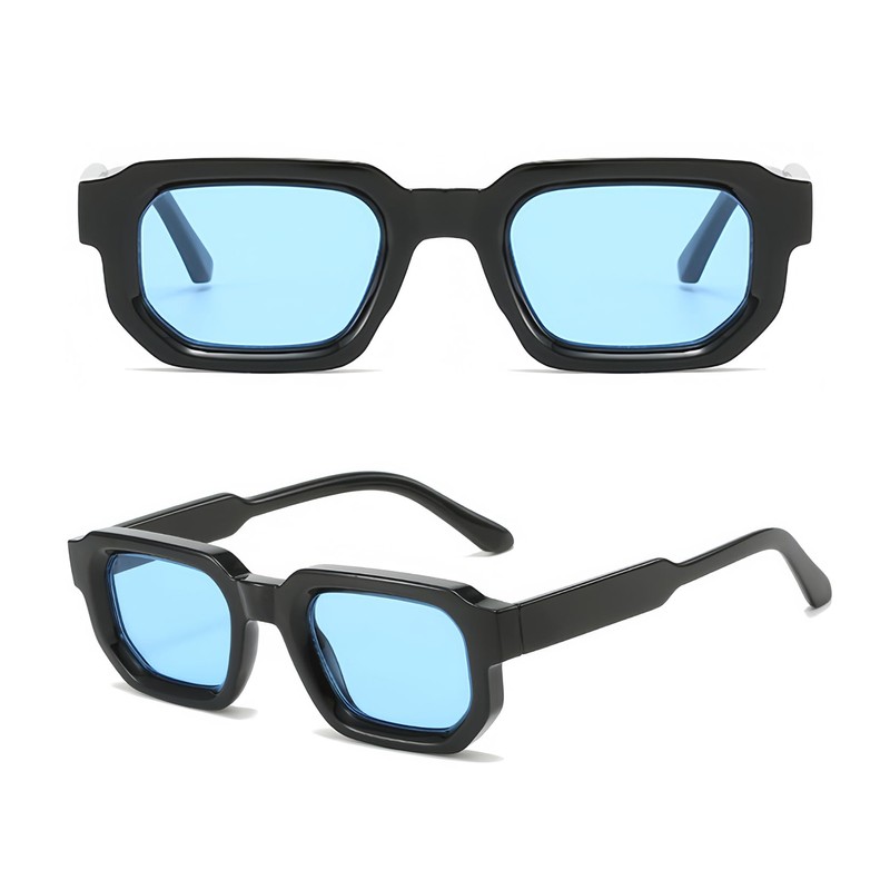 RUNHUIS Vintage Rectangle Sunglasses Women Men Retro Small Square Chunky
