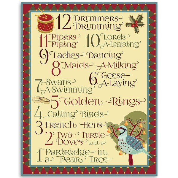 The 12 Days of Christmas - 11x14 Unframed Art Print - Great Gift and Decor for Christmas Under $15