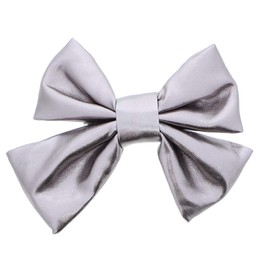 Holiday Hair Bow Shiny Foil 4.75 inch for Women and Girls -Grey