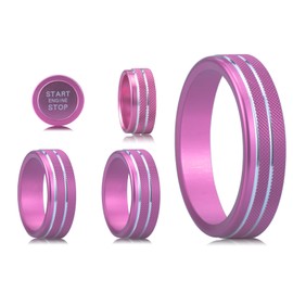 HDUFC for Nissan Rogue 2025 2024 2023 2022 2021 Air Conditioning, Volume Adjustment and 4WD Knob Cover, One-Touch Start Button Cover/Ring Accessories (Pink, 12.3-inch Screen)