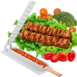 Eicblua Kebab Maker Press, Kabob Maker Barbecue Skewers, Manual Kebab Press Kabob Mould Form Your Kofta Kebab Like a Traditional Chef Handmade Kebab, Turkish Kebab, Barbecue Skewer Mold (White-1)