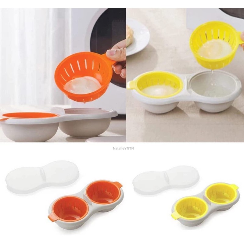 WWLUCKY Draining Egg Boiler for Microwave, Perfect Double Egg Poacher,