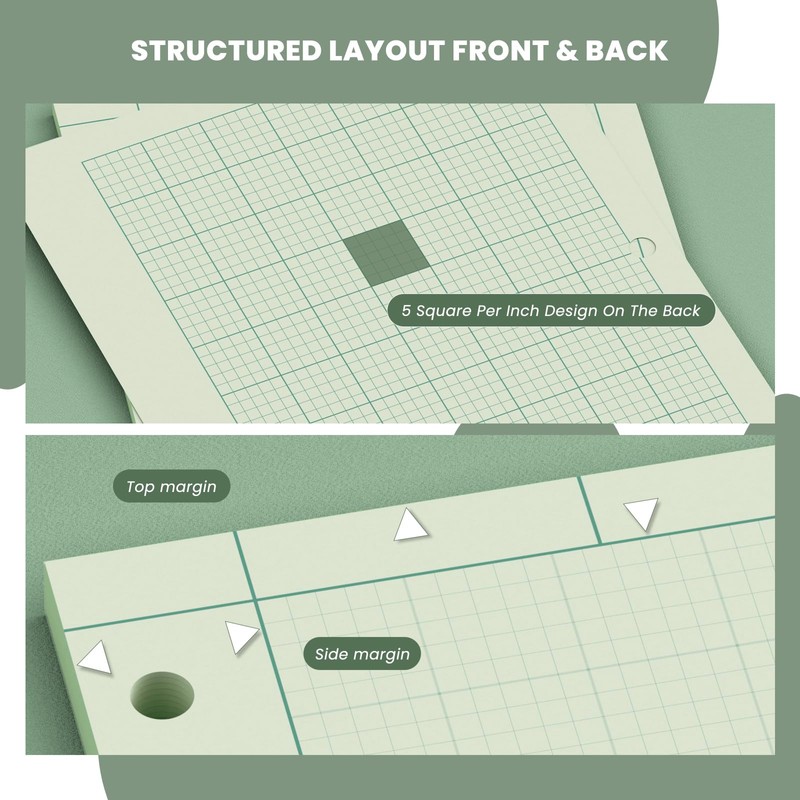 Engineering Paper 8.5 x 11, 100 Sheets Top Glue Binding