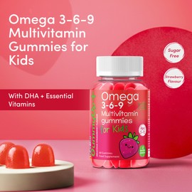Kids 13-in-1 Omega 3-6-9 Gummies | All-in-One Multivitamin | 2-Month Supply | Ages 5–12 | Sugar-Free Vegan | with Vitamins D3, C, A, E, B6, B12 & Folate | GummyUp+