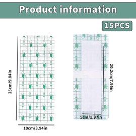 ASIRYVA 15 Pcs Large Waterproof Dressings for Wounds, Premium Waterproof Wound Dressings for Swimming, Showering & Tattoo Aftercare(25cm*10cm)