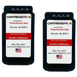 2-Pack Made in The USA - Red Ink Cartridge SL-870-1 Replacement for New SendPro Mailstation (CSD1) Postage Machines