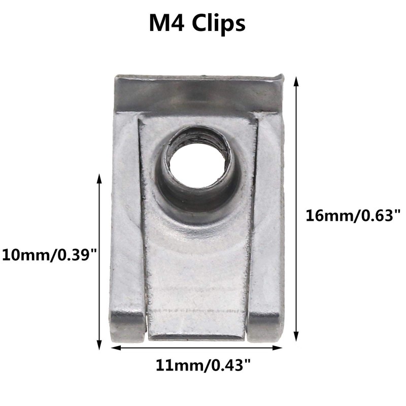 YINETTECH 80Pcs Thread Clip Nut Set, U-Shaped Nut M4 M5