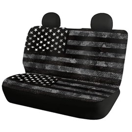 Forchrinse Retro Black American Flag Rear Seat Cover Non-Slip Patriotic Car Seat Cover for Rear Bench,Universal Fit Auto Back Seat Cover Protector Set of 2