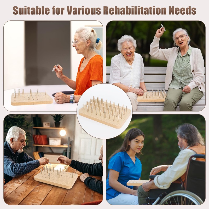 Hossmily 36-Hole Wooden Pegboard for Finger Dexterity and Hand Rehabilitation,
