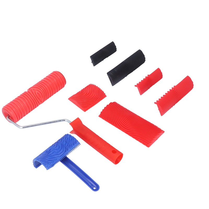 Rubber Wood Graining Tool Handheld Wood Texture Pattern Roller for