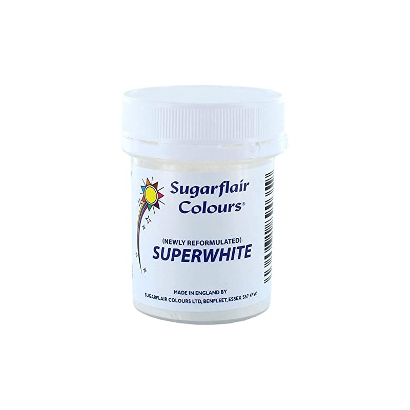 Sugarflair Superwhite Icing Whitener, Polvere Colorante Bianco per Rendere Più