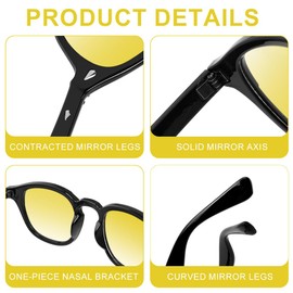 AOOSA Sunglasses Mens Womens, Stylish Retro Round Sunglasses, UV400 Protection Classic Vintage Sun Glasses for Travel, Driving, Cycling, Fishing, Outdoor Purpose and Daily Wear, Bright Black Yellow