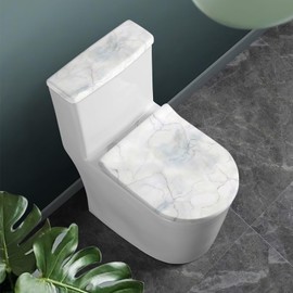 Vanideaoty White Marble Bathroom Set Toilet Lid Cover Toilet Tank Cover 2 Piece 17 x 21
