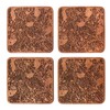 Rome Map, Sapele Wood Coasters, Set of 4 with City