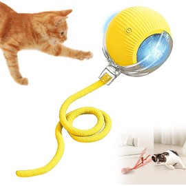 AMATFFUG Interactive Cat Toy,Electric DogBall Toy,Cat Toys for Indoor Cats,Chewie Viral Dog Ball,Adjustable Sports Rolling Toy,Electric Rolling Ball Christmas Birthday Gift for Pets.（Yellow）