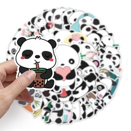 Panda Stickers for Laptop (50 Pieces), Gift for Children, Teens, Adults, Boys, Panda Stickers, Waterproof Vinyl Stickers for Scrapbooking, Skateboard, Car, Luggage