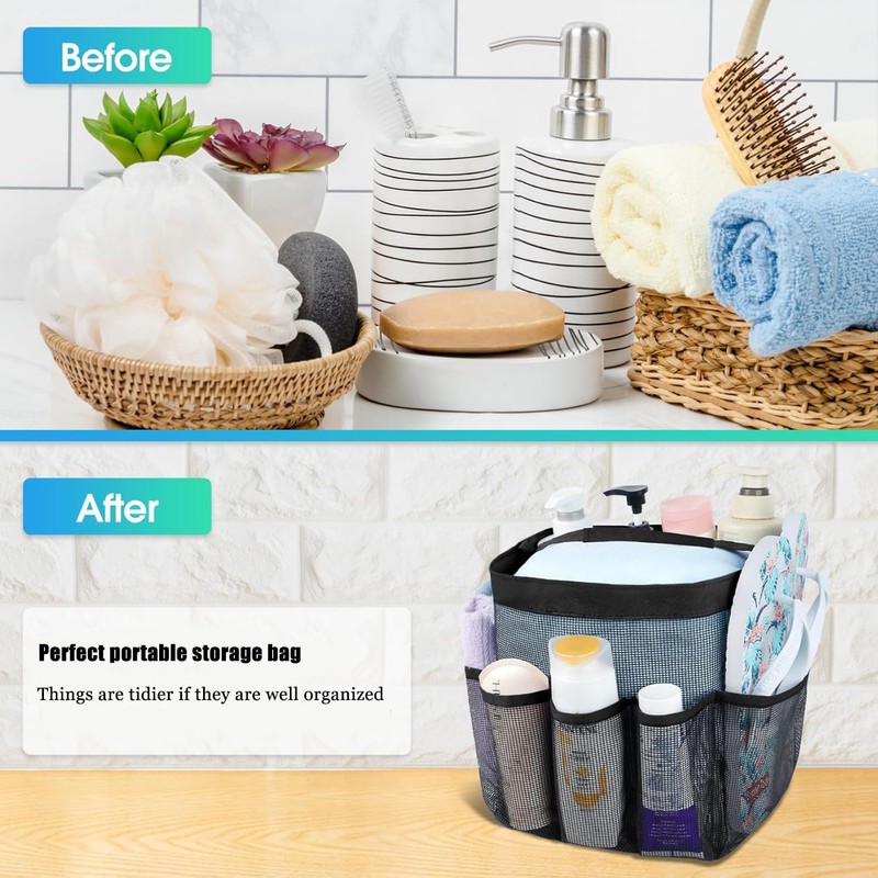 Mesh Shower Caddy Portable，Quick Dry Shower Caddy Bag for Bathroom,