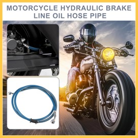 REPAIROCK 51.18" Length 10mm ID Motorcycle Hydraulic Brake Line Oil Hose Pipe Stainless Steel Braided Cable for ATV Motocross Sport Bikes Street Bikes Blue Auto Replacement Parts